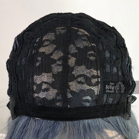 12" Ashy Blue Gray Wavy Wig with Bangs | Stacy - Picture 5 of 10